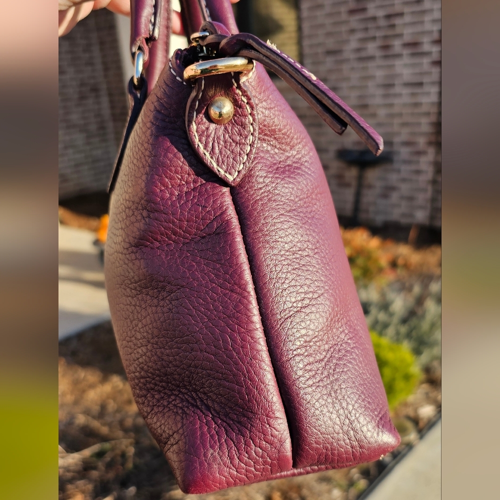 Dooney & Bourke Purple Pebble Leather Satchel - Picture 5 of 6